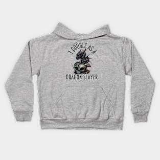 I Double as a Dragon Slayer Fantasy Skull Rock Goth Magic Lightning Kids Hoodie